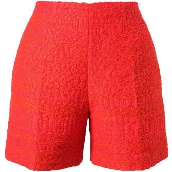 Carven Red Orange High Waisted Tweed Shorts Dress - Picture 5 of 7